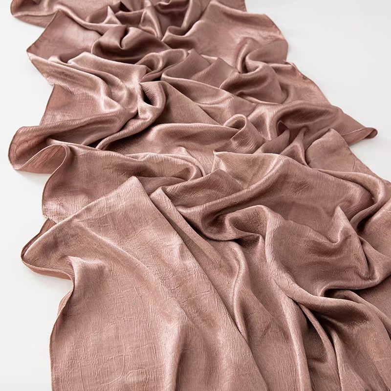 T1030 new bark wrinkle satin scarf silk scarf soft feeling headscarf shawl solid color