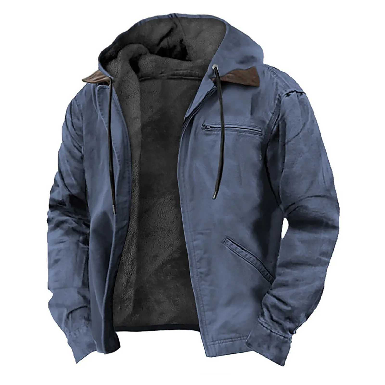 Winter Jacket Men Plus Size Multicolor Solid Color Vintage Oversize Canvas Hooded Jacket Outerwear mens winter jacket XJ250621