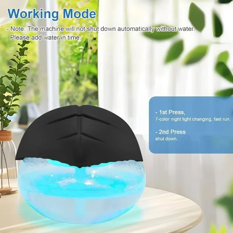 Water-Based Purifier Air Washer Air Revitalizer Freshener Air Fresher with 7 LED Color Changing Light for Rooms Black 250617
