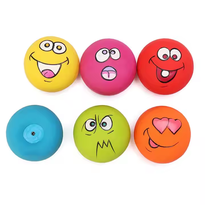 Latex Balls Chewing Dog Toy Squeaky Interactive Pet Funny Face Rubber Soft Fetch Play for Puppy Small Medium Pet Dog 8pcs/Pack