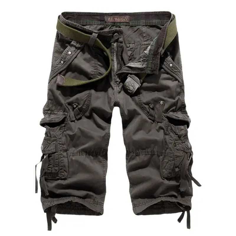 2025 Summer New High Quality Cargo Shorts Men Casual Workout Military Mens Shorts Multi Pocket Knee Length Short Pants W250621