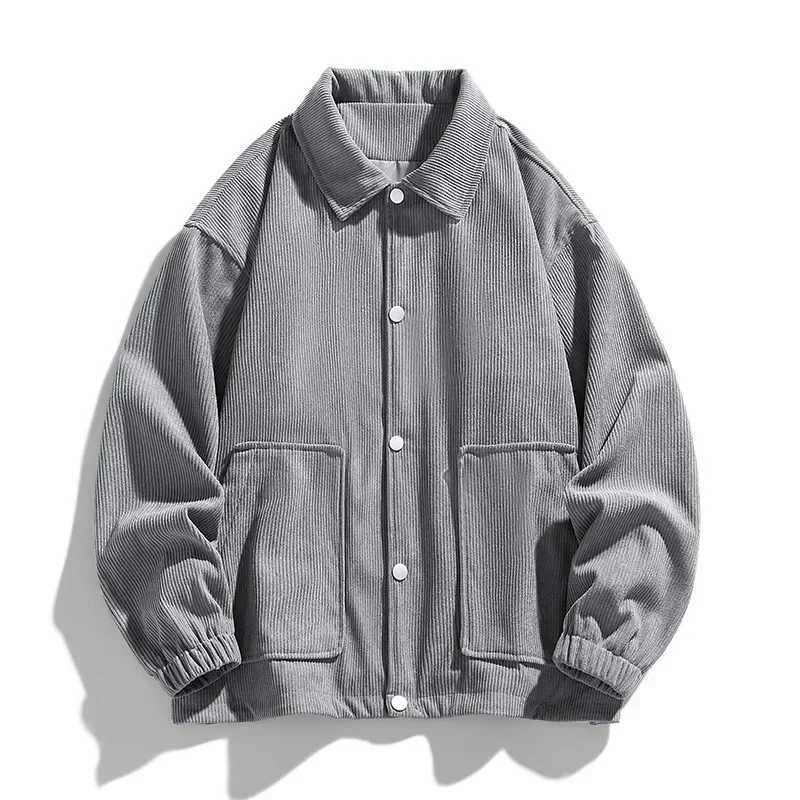 Men Jacket Turn-down Collar Solid Color Outerwear Corduroy Japanese Style Denim Jacket Men Leather Jacket Mens Jacket Traf Veste XJ250621