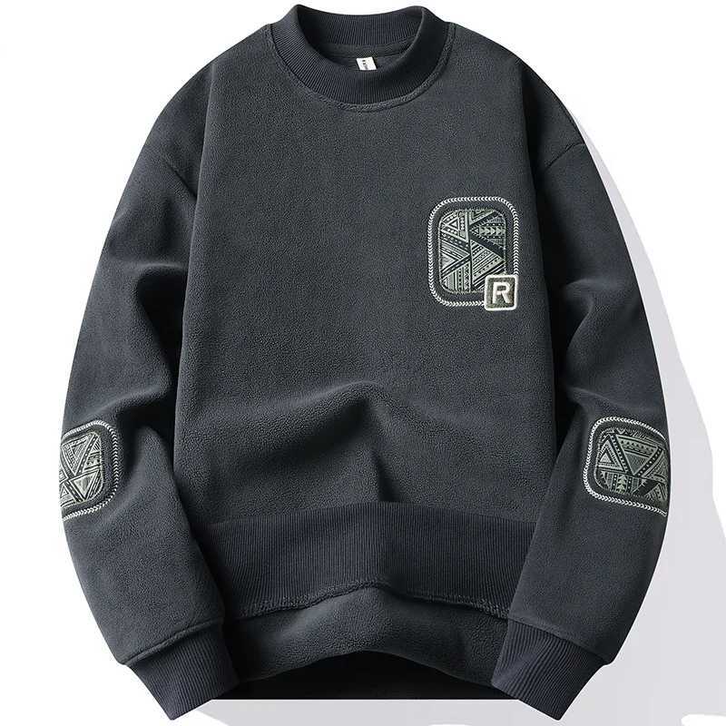 Mens Fashion THiCK Hoodie Embroidery Pullover Fleece Lined Mens Winter CloTHes Elegant Brand White Green Pullovers Z250621