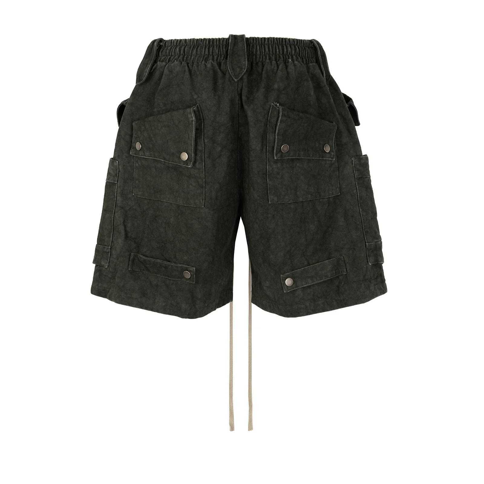 Heavy Industry Tie Dyed Canvas Washed Shell Shorts for Men and Women Wide Leg Baggy Cargo Short Oversize Loose Knee Length Pants W250621