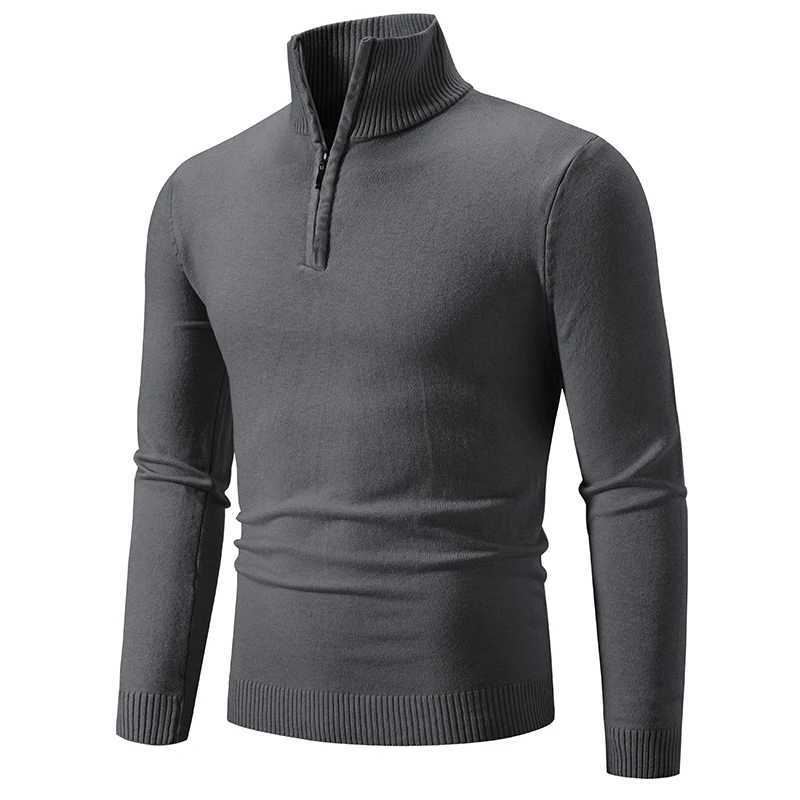 New Mens Sweater Half Zipper Pullovers Winter Warm Stand Collar Turtleneck Cotton Knitted Sweater Men Solid Color Sweatwear Z250621