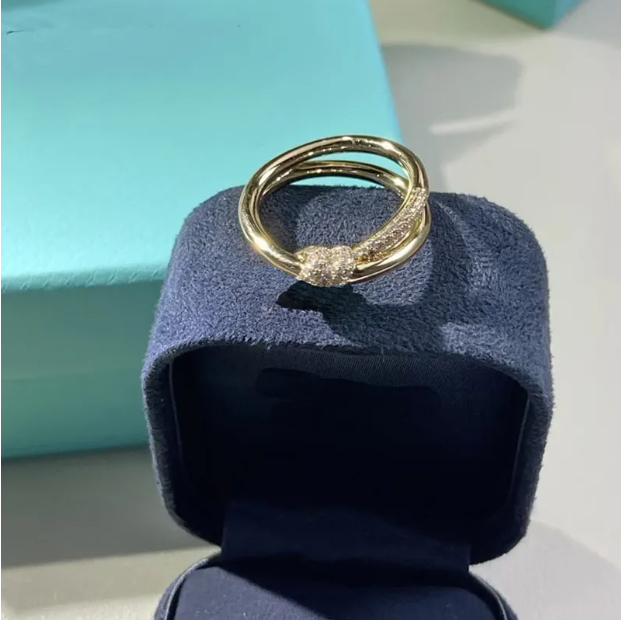 Designer Knot Ring Luxurys Diamond Rings Brand Top Quality Sterling Silver Pink Nose Round Ring For Women Designer Jewelry Rings Party Woman Gift Size 6-9