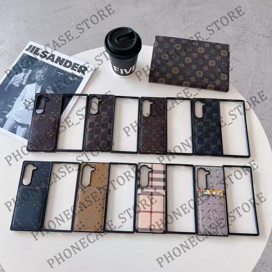 Designer Samsung Phone Case Galaxy Z Flip Fold 3 4 5 6 7 8 9 Flip3 Flip4 Flip5 Flip6 Flip7 Flip8 Flip9 Fold3 Fold4 Fold5 Fold6 Fold7 8 Leather Card Slot Wallet Purse with Box