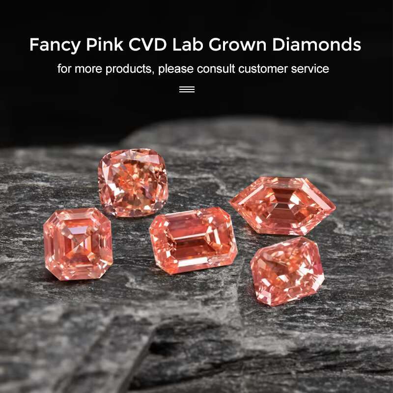 Wholesale Pink Color Radiant Cut Shape Loose Lab Diamonds 1 Carat Loose VVS1 Clarity Gemstone for Sale Price Lab Grown Diamond