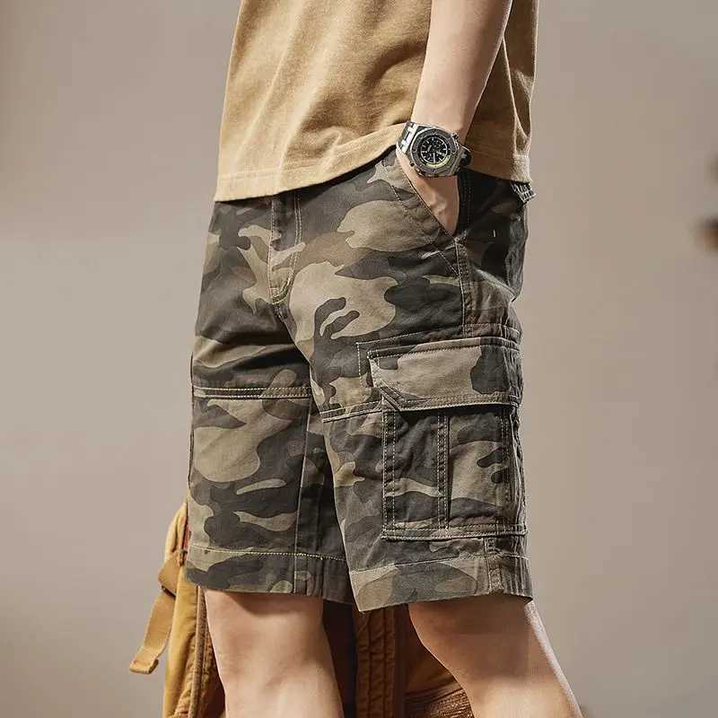 Short Pants for Men with Pockets Mens Cargo Shorts Baggy Camouflage Green Casual Clothes Luxury Elegant Nylon Comfortable Summer W250621