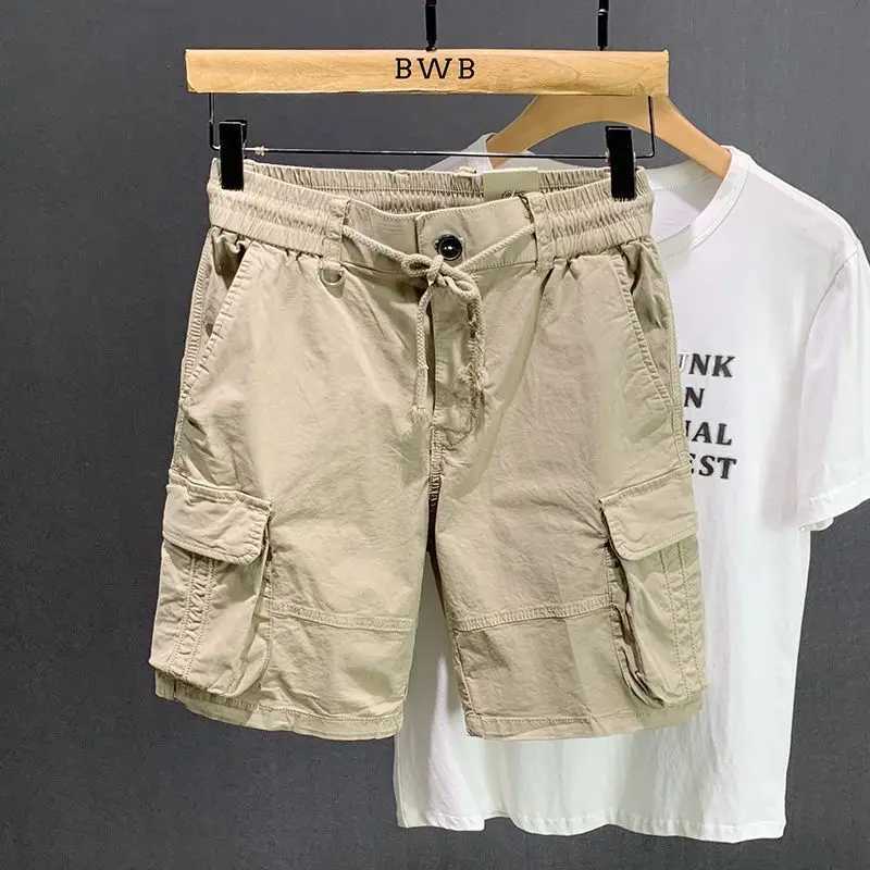 Mens Bermuda Cargo Shorts Solid Cotton Multi Pocket Khaki Male Short Pants Summer Nylon Distressed New in Jorts 2025 Fashion W250621