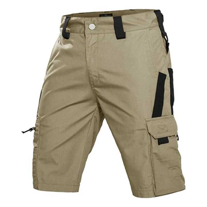 Mens Cargo Shorts Summer Tactical Cropped Pants Outdoor Waterproof Multi-pocket Bermuda Shorts Camo Ripstop Hiking W250621