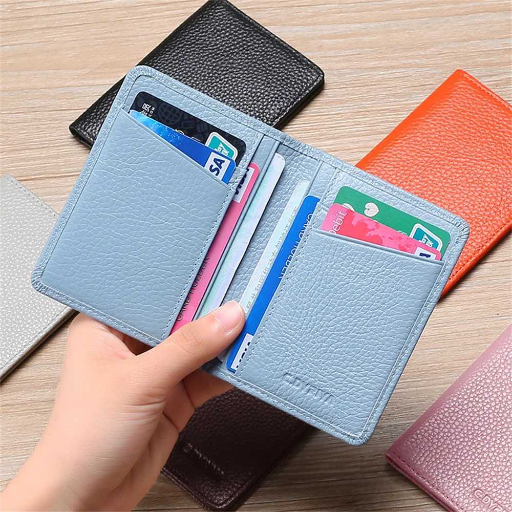 Multi-card Slot Solid Color Portable Leather Card Case Universal Bank Card ID Bus Card Holder Travel Card Organizer Z250621