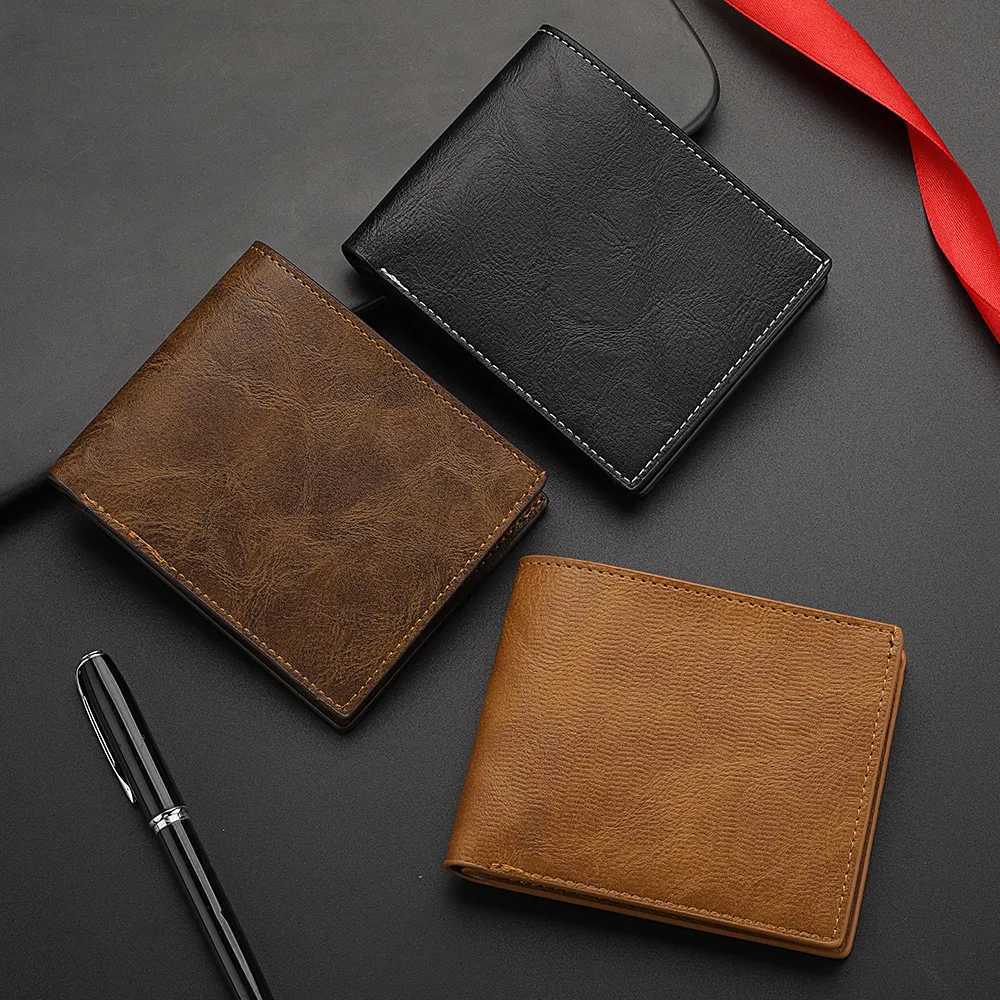 New Man PU Leather Wallet Business Card Holder Thin Business ID Holder Vintage Protection Bag Coin Wallet Z250621