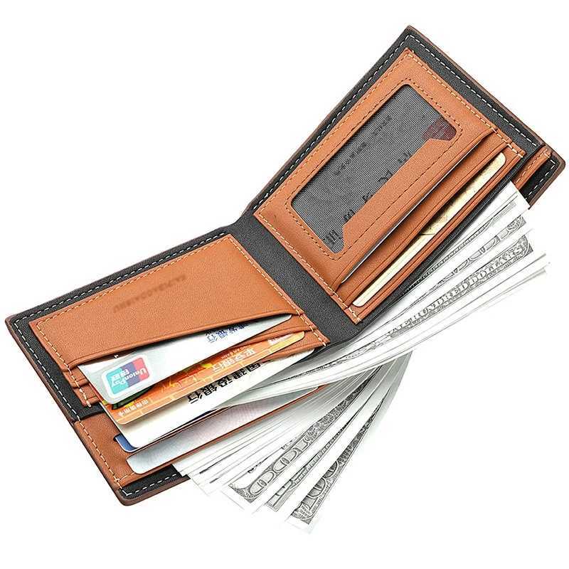 Business Mens Short Wallet Microfiber Synthetic Leather Short Wallets Men Stripe Male Purse Coin Pouch Multi-functional Cards Z250621