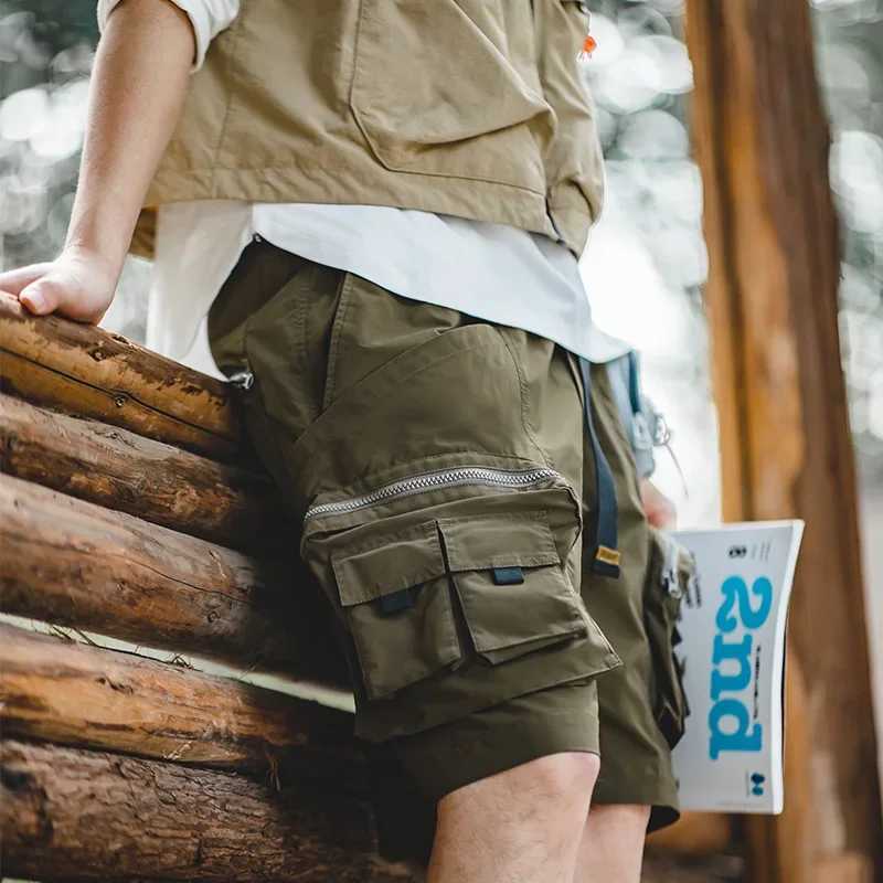 Maden Outdoor Lightweight Mens Summer Tactical Shorts Multi-Pocket Adjustable Waist Cargo Shorts Green Hiking Casual Bottoms W250621