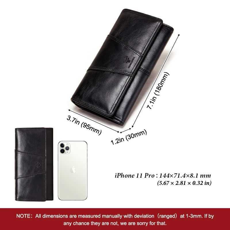 KAVIS 100% Genuine Leather Women Wallets Long With Cell Phone Holders Female Handy Wallet For Lady Money Pocket Z250621