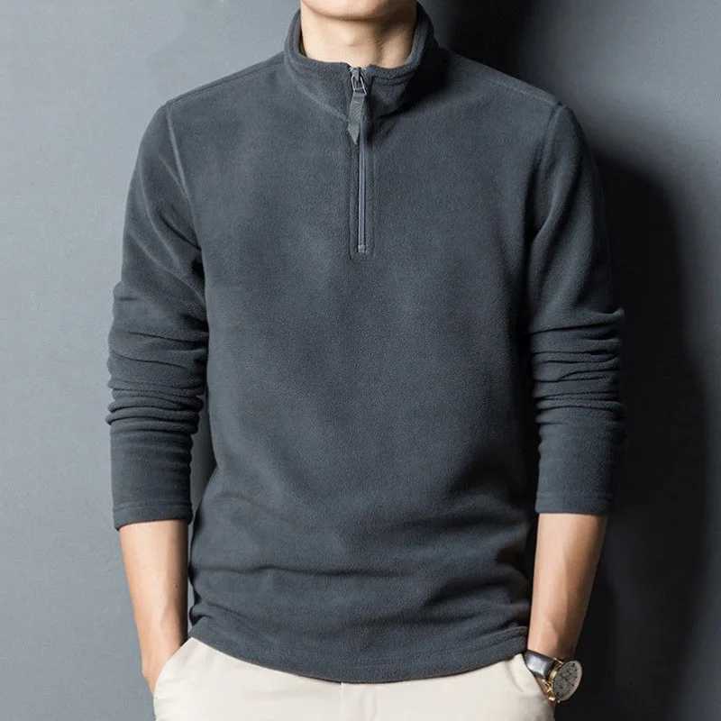 MRMT 2025 Mens Turtleneck Fleece Jacket Solid Color Half Turtleneck Sweater Fleece Pullover Warm Stand Collar Men Sweatshirts XJ250621