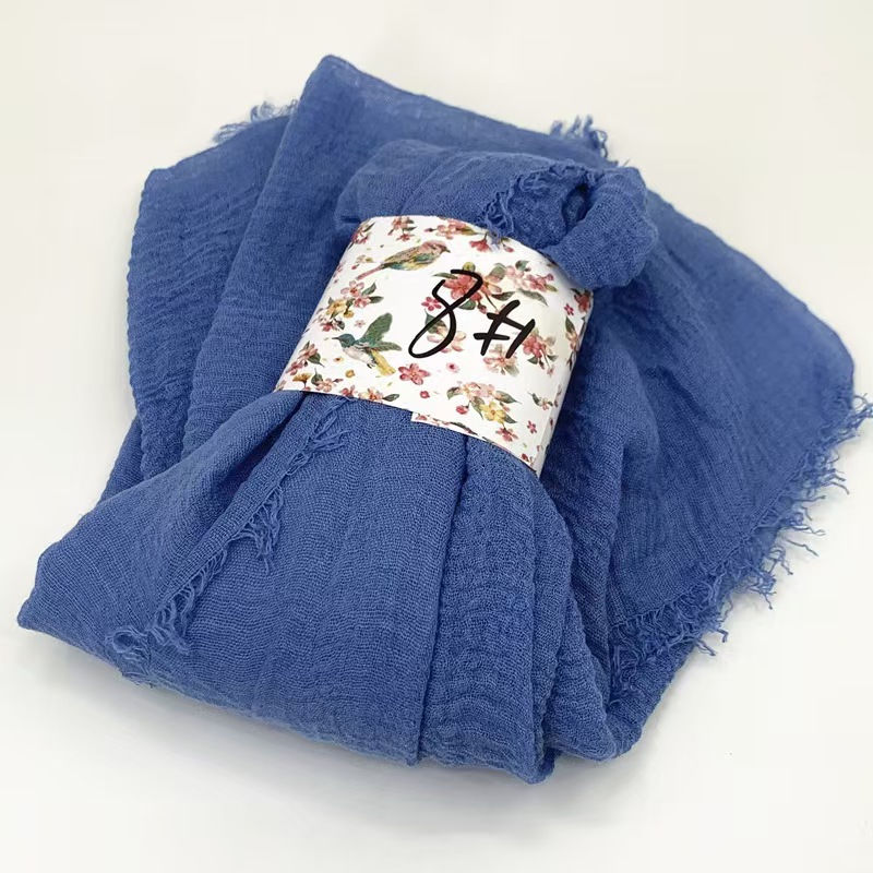 T1025 monochrome cotton and linen scarf new style fur beard headscarf wrinkled scarf