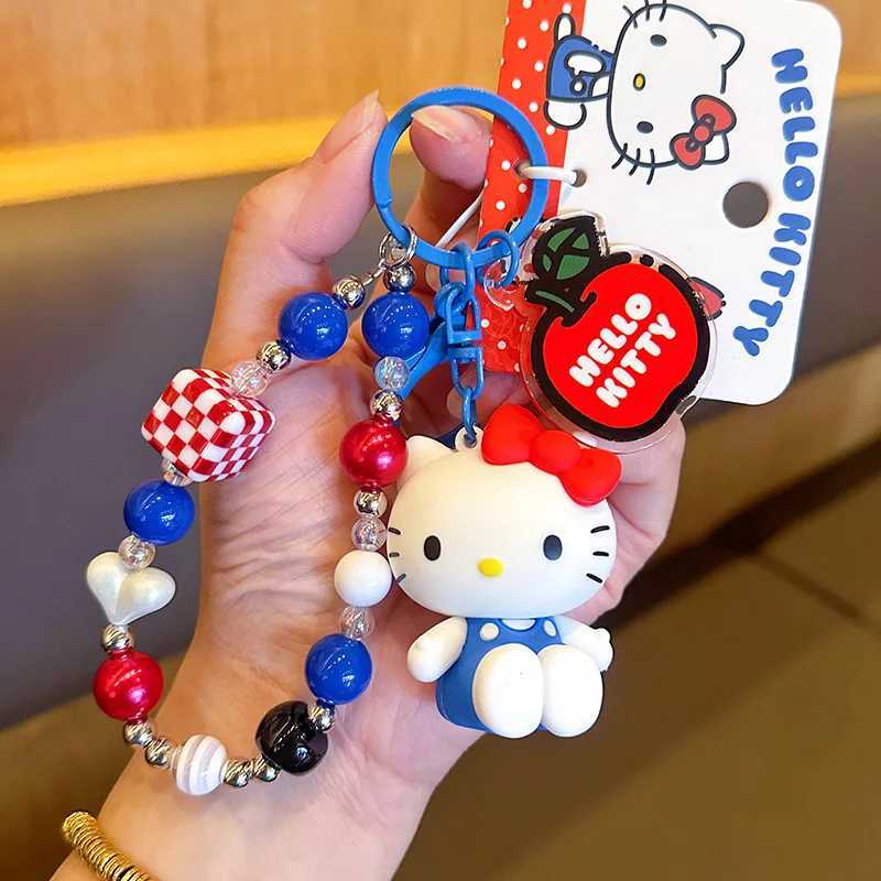 Sanrio Hello Kitty Beaded Keychain Cute Cartoon Charm for Keys Bags Purse Backpack 3D Acrylic Pendant Gift for Girls Accessoriesw250612
