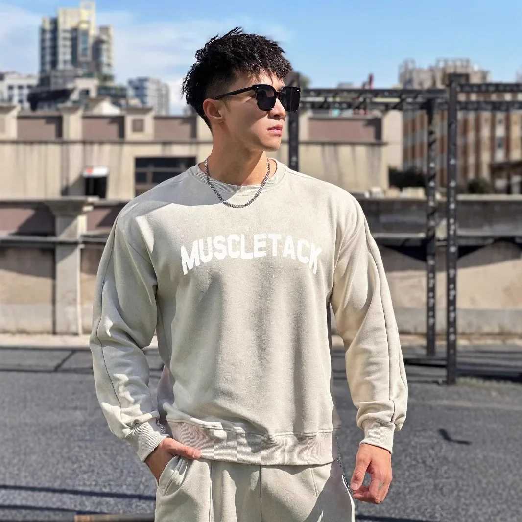 Mens Street Chamois Fashion Long Sleeve T-Shirt Gym Fitness Running Tee Male Bodybuilding Casual CloTHing Sweatshirts Z250621