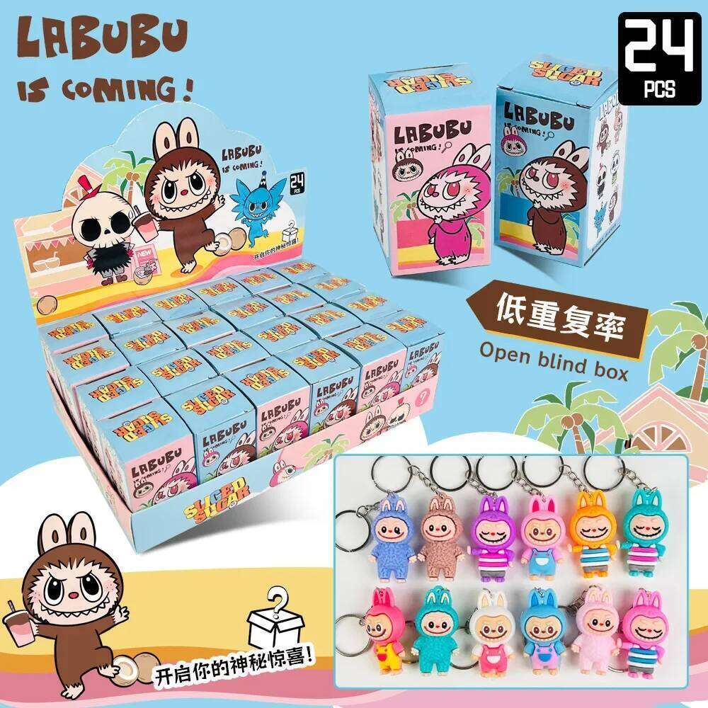 Labubu Figure Doll Pvc Small Pendant Trendy Cute Kawaii Cartoon Keychain Mystery Box Bag Decorations Wholesale