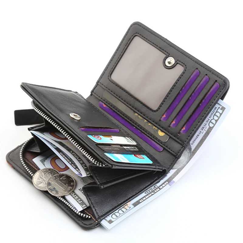 New Men Large Capacity Short Wallet With Zipper Coin Pocket Pu Leather Vintage Male Short Money Purse Card Holder Z250621