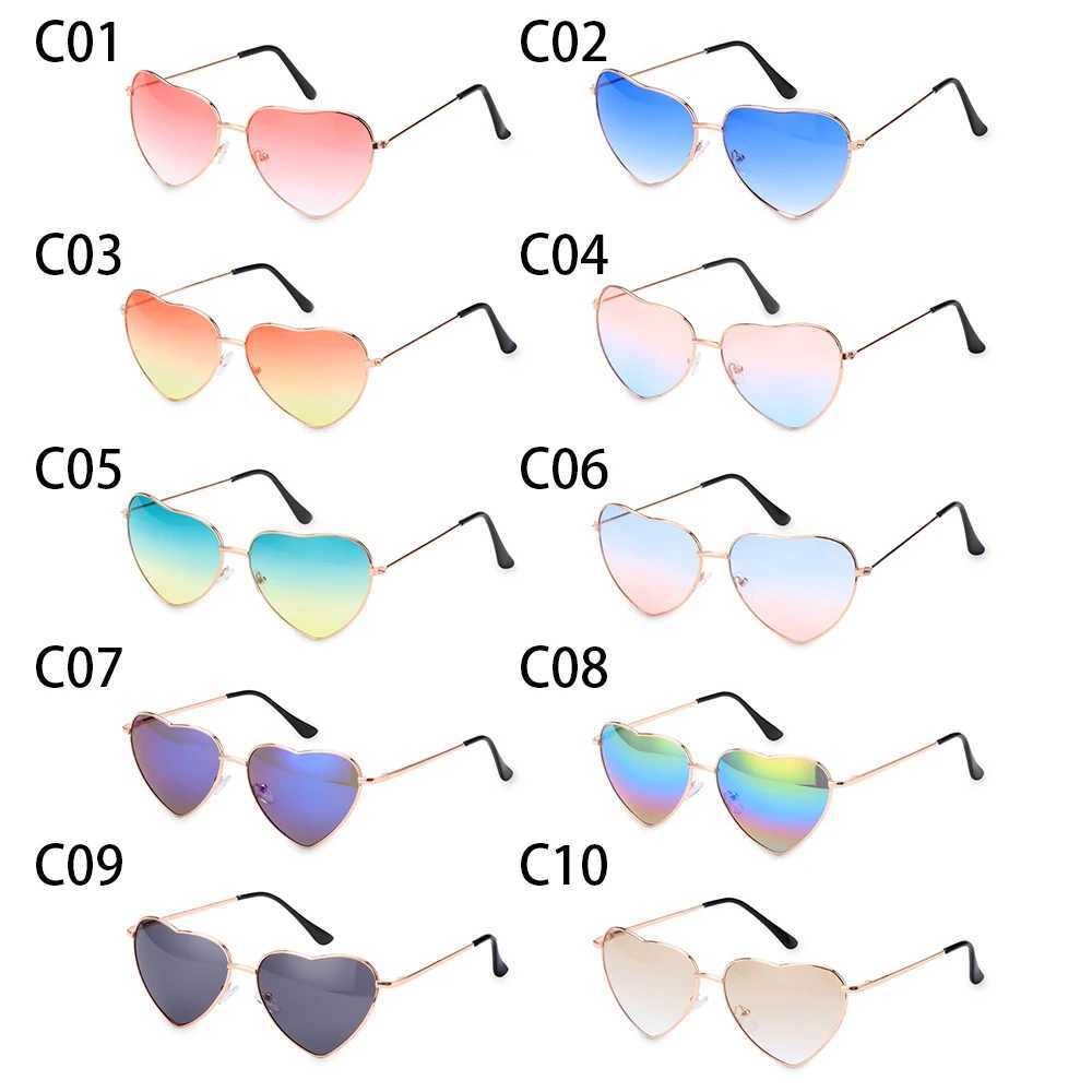 1PC Women Heart Shape Sunglasses luxury Brand Designer Men Metal Frame Sun Glasses Vintage Gradient Ocean Lenses UV400 Shades W250621