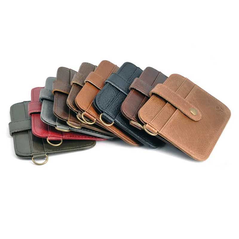 New Slim Genuine Leather Mini Wallet Bank Holder Mens Business Small ID Case For Women Purse 4 Slots Cardholder Z250621