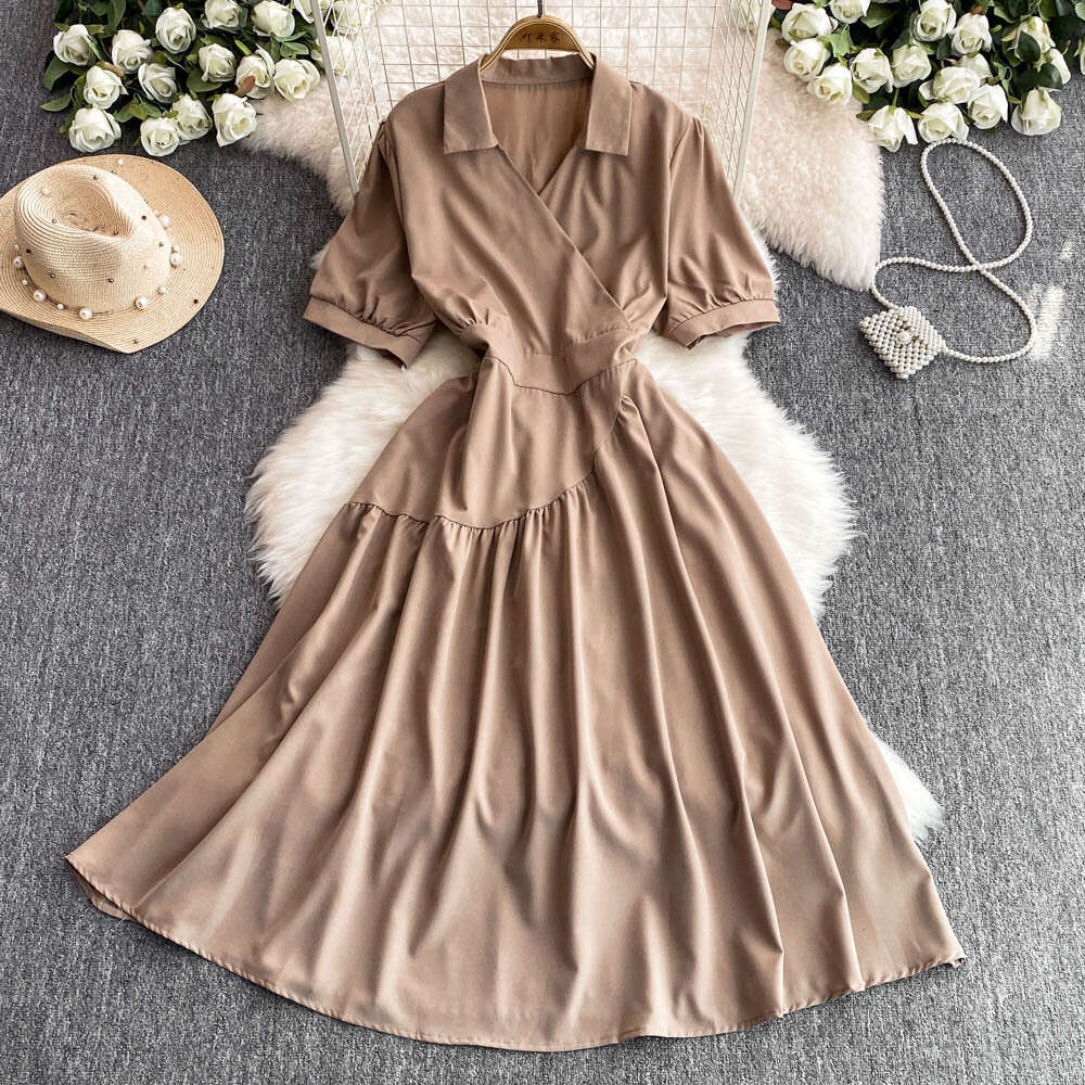 Long Dress Star Style Hepburn Inspired French Mid Length Waist Slimming Goddess A Line Dress Sexy Long Skirt
