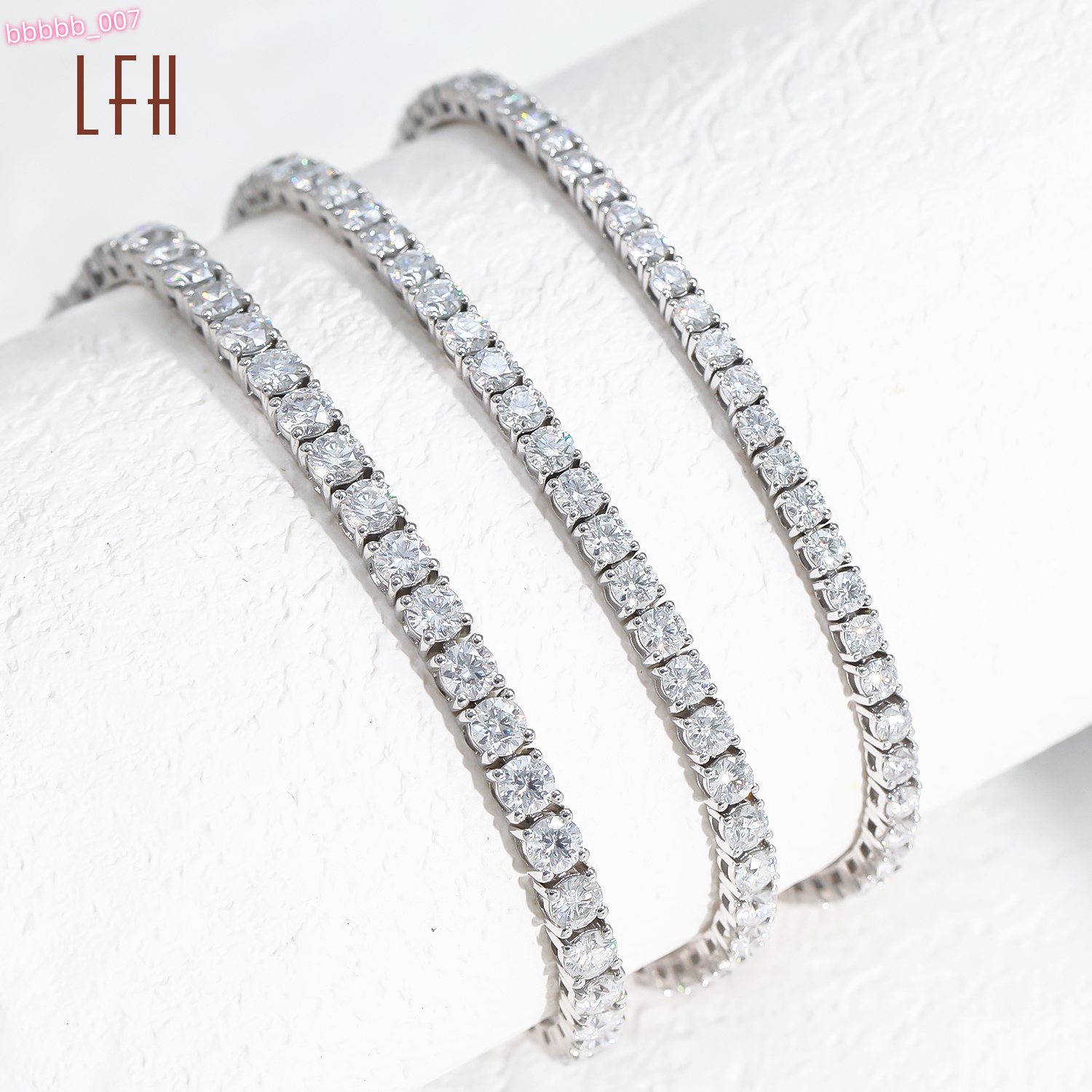 White 18k Real Gold 3mm Round Brilliant Cut Lab Created Moissanite Diamond Tennis Bracelet Womens Moissanite Tennis Bracelet