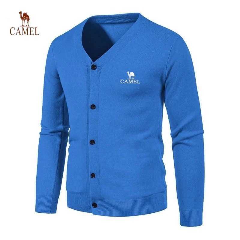 New Mens Embroidered CAMEL Long Sleeved Knitted V-neck Cardigan Autumn and Winter Fashionable Casual Multifunctional Top Z250621