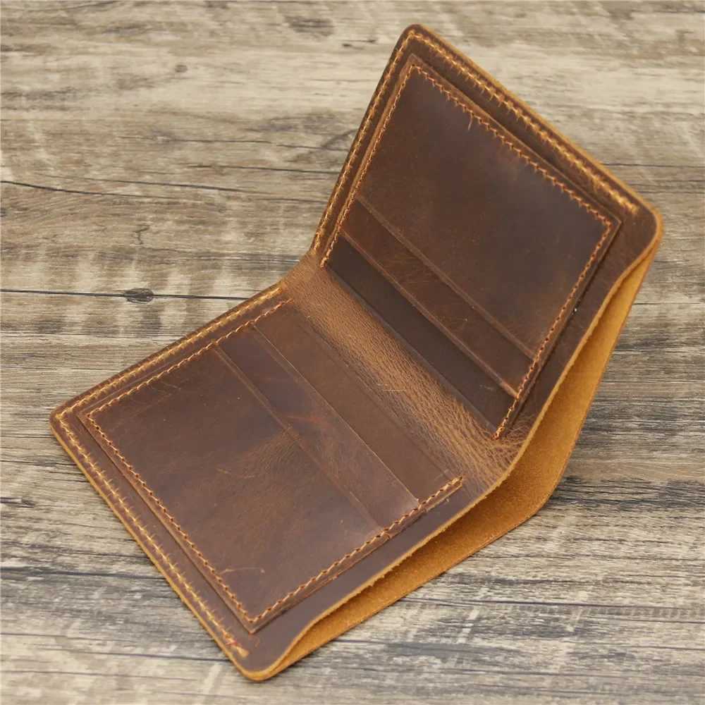 100% Genuine Leather Wallet Men Vintage Style Bifold Brown Wallet for Men Leather Genuine Z250621