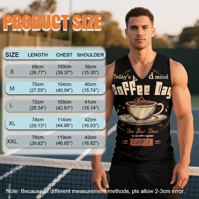 National Trend Retro Designer Summer Fun Cartoon Street Graffiti Print Vest for Men Pure Cotton Loose Sleeveless T-Shirt with V-Neck