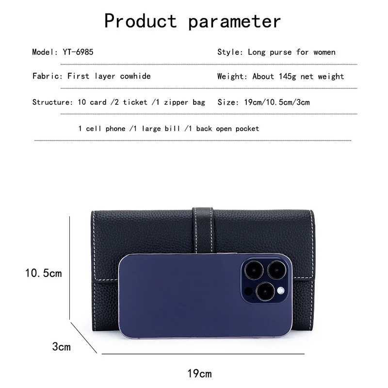 Cow Leather Wallets For Women Western Bifold Check Book Holder Womens Wallets Card Cases and Money Organizers Bag Large Wallet Z250621