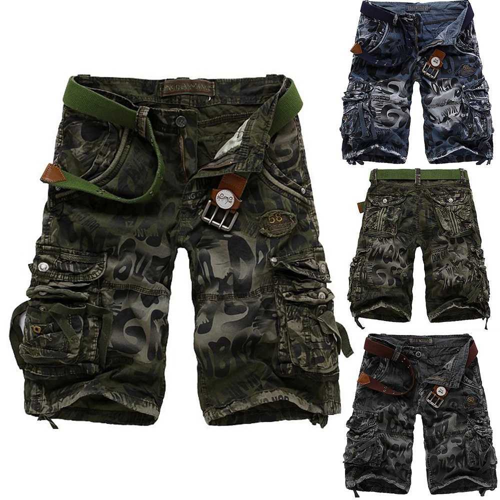 Summer Mens Camouflage Printed Work Shorts Multi-Pocket Zipper Button Military Combat Five Shorts Daily Street Casual Shorts W250621