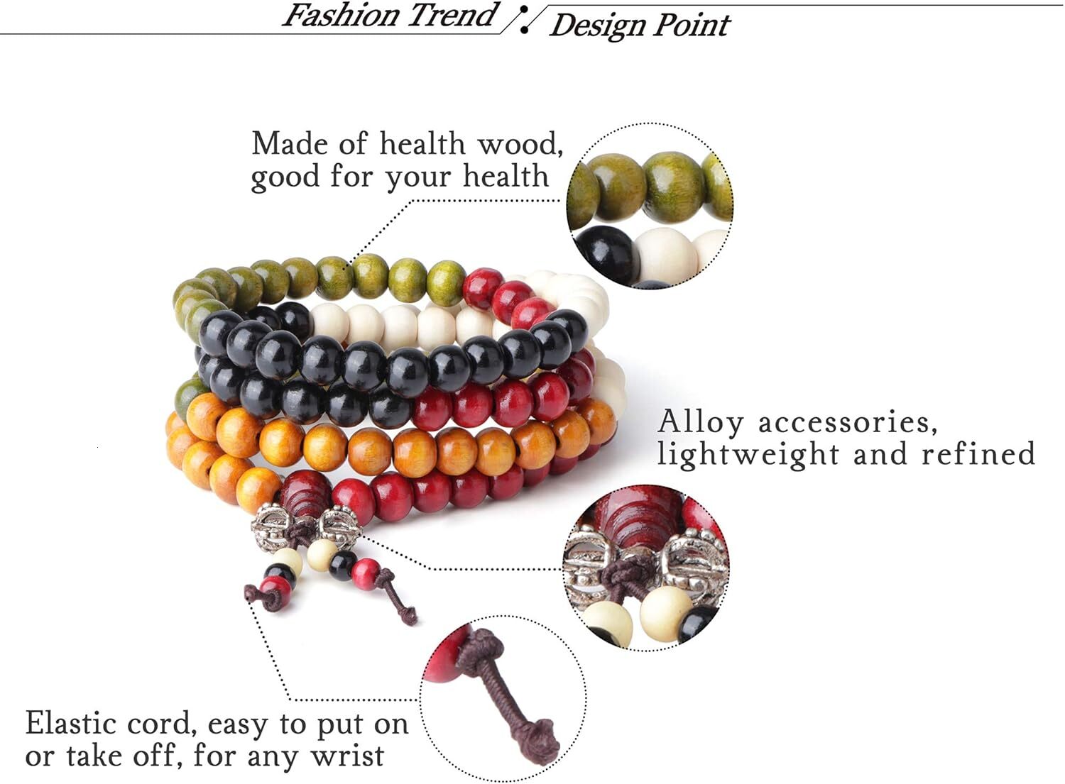 Energy bracelet 108 Mala Bead Bracelets 8MM Buddhist Prayer Strand Sandalwood Wood Beaded Bracelet Necklace Elastic Handmade Multilayer Tibetan Buddha