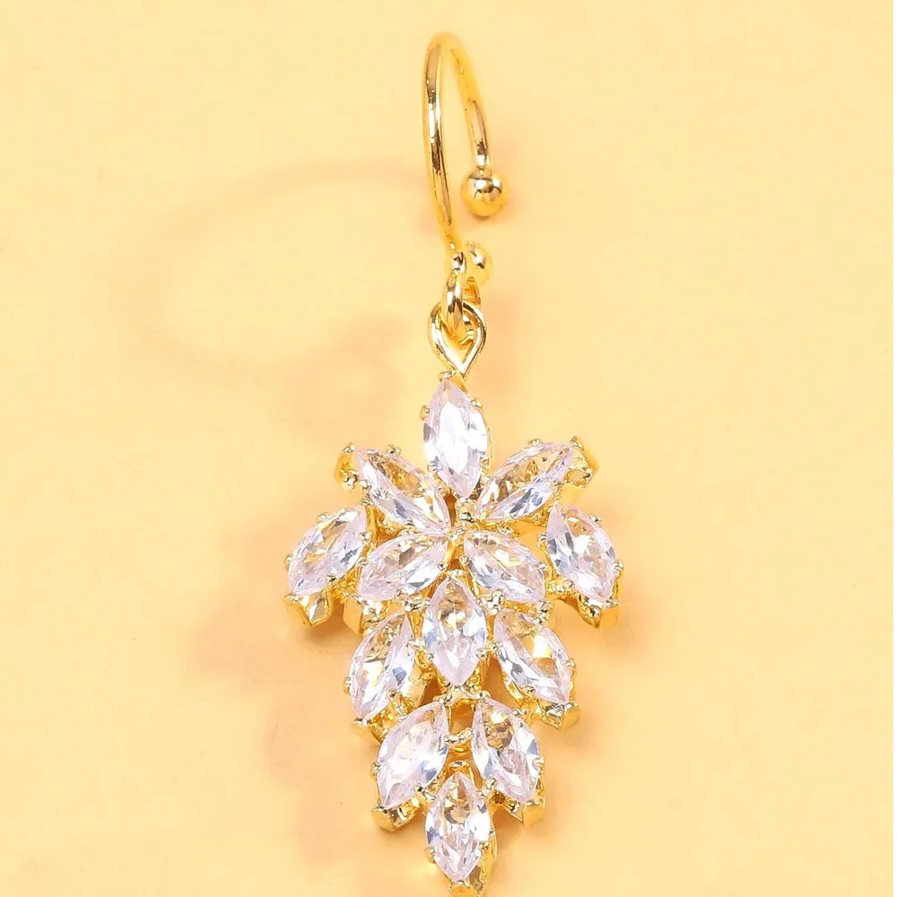 1pc Crystal Dangle Lip Ring Clip-On Piercing Jewelry for Women Hip Hop Geometric Lip Cuff Non-Pierced Accessories 250617