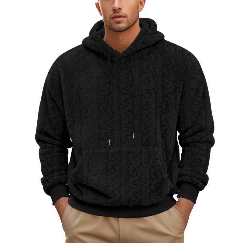 High Street Autumn and Winter New Mens Hooded Jacquard Teddy Fleece Sports and Leisure Trend Sweater Z250621