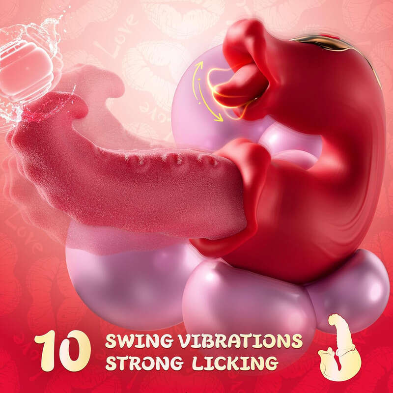 Vibrator, Toys Women Thrusting Vibrators Dildo Rose Sex with 10 Licking & Vibration Modes, G-spot Clit Stimulator Pleasure Tools for Female Adult