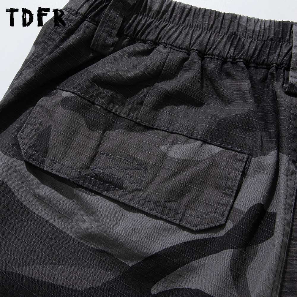 Camouflage Cargo Shorts Mens Pocket Summer Safari Style Elastic Waist Loose Wide leg knee-length shorts Men W250621
