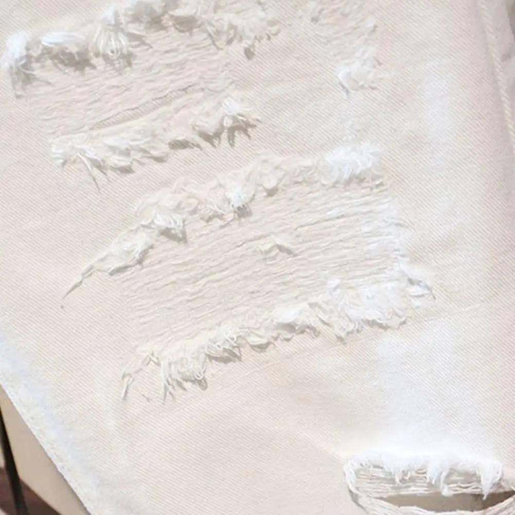 White Jeans Shorts Men All-match Fashion Ripped Hole Slim Stretch Shorts Streetwear Hip Hop Denim Shorts for men 250617CJ
