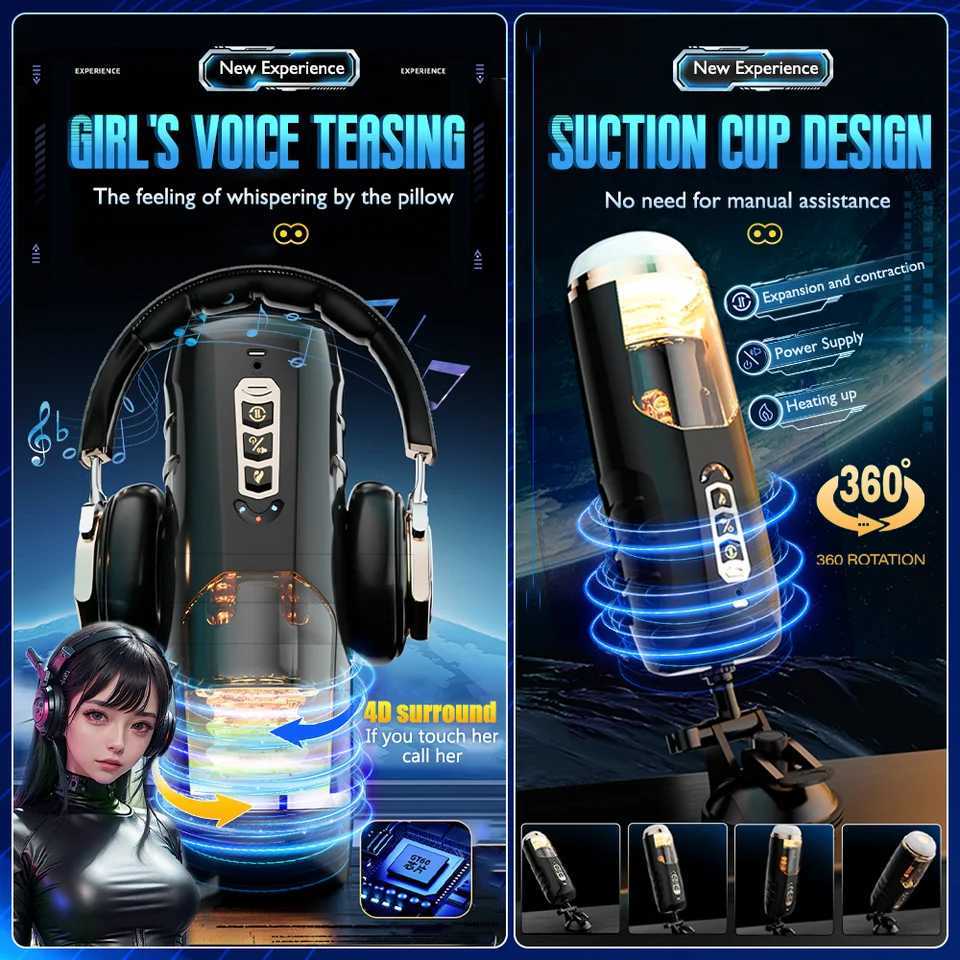 Telescopic Heating Vibrator Automatic Male Masturbator Sexy Voice Suction Cup Electric Pocket Pussy Sex Toys For Men W250621
