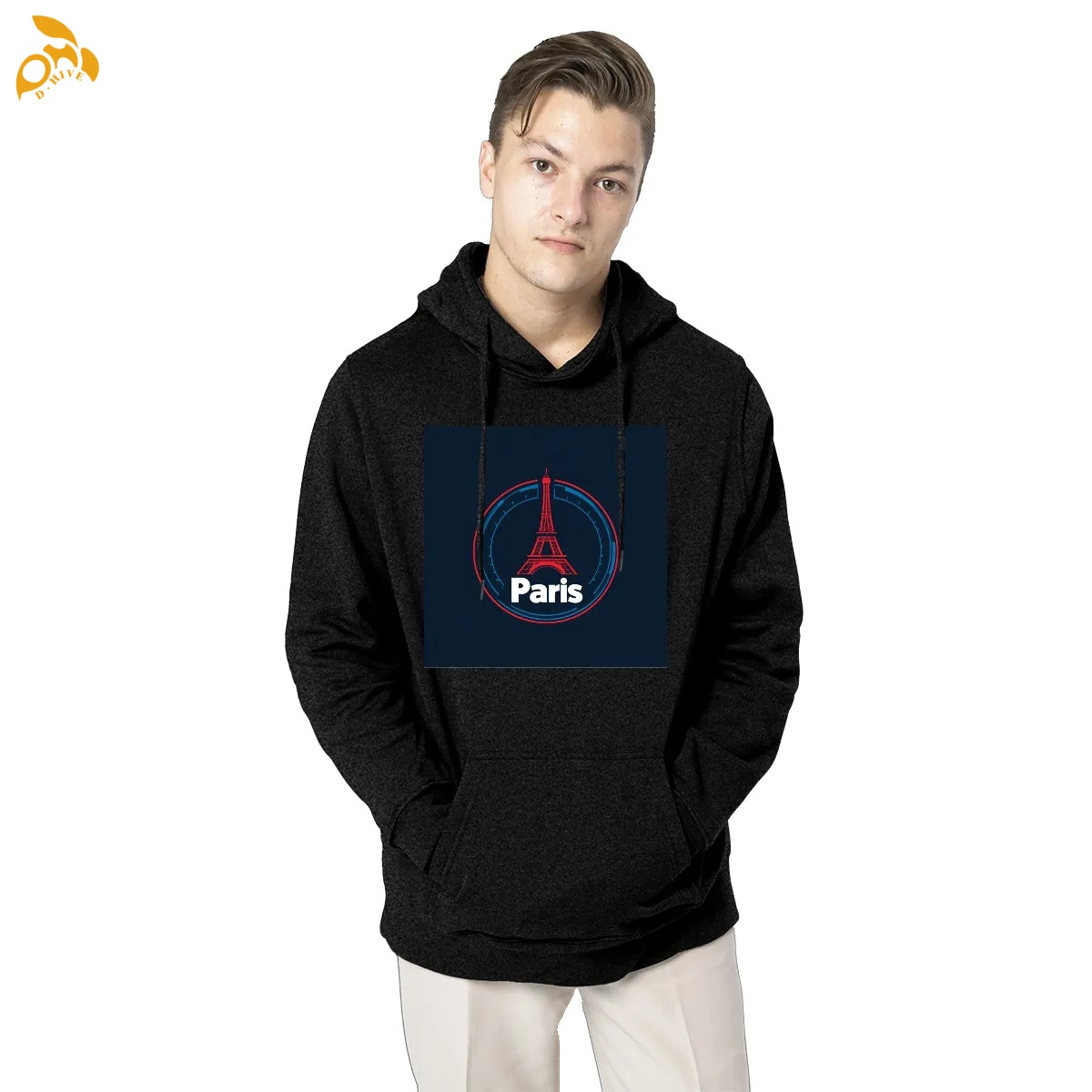free shipping of customized fashionable American men's fleece hoodie 270GSM with exquisite patterns from US