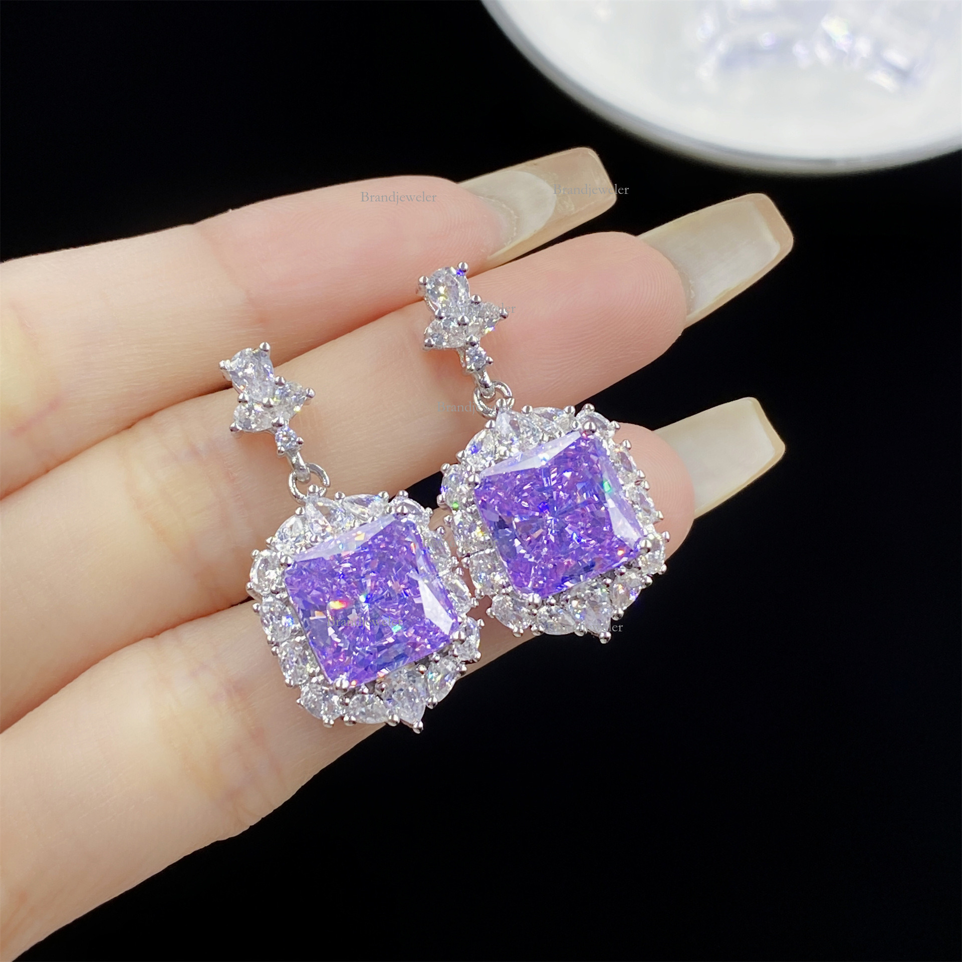 Purple Kunzite Free Delivery Starry Sky Cut Comparable To Ice Flower Full Designer Necklace Diamond 2025 New Model Ring For Women Elegant Pendant Earr