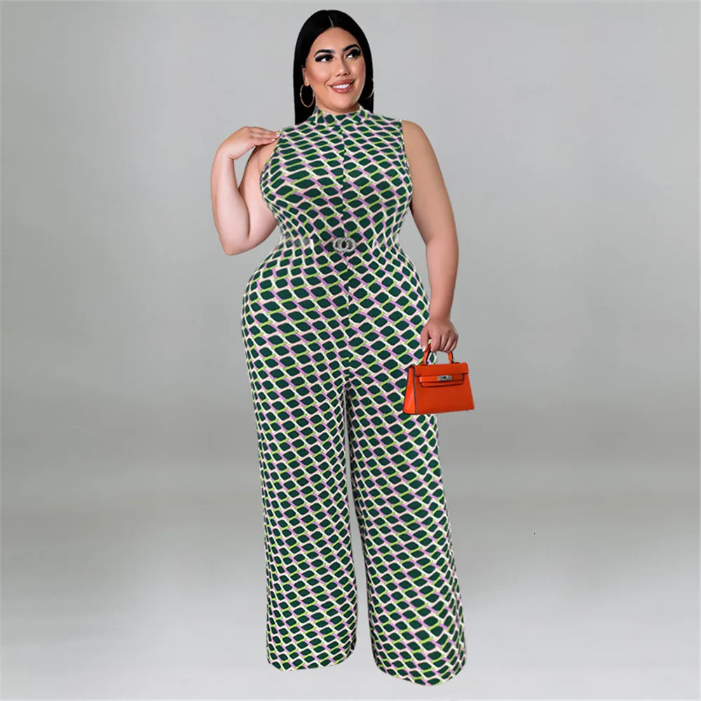 Wmstar Plus Size Women Jumpsuit Summer Clothes Plaid Print with Belt Urban Leisure Shirts Bodysuit Wholesale Drop 250613
