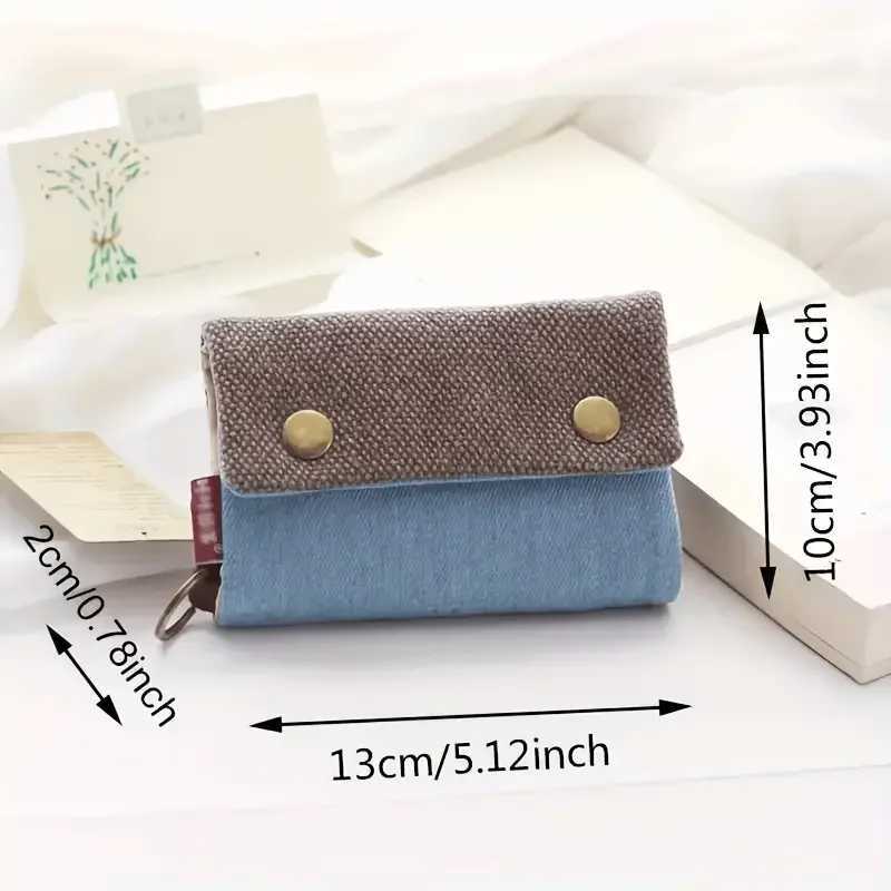Handmade Three Fold Fabric Wallet Women Men Simple Short Zipper Purses for Teens Personality Multi-function Key Bag Card Holder Z250621
