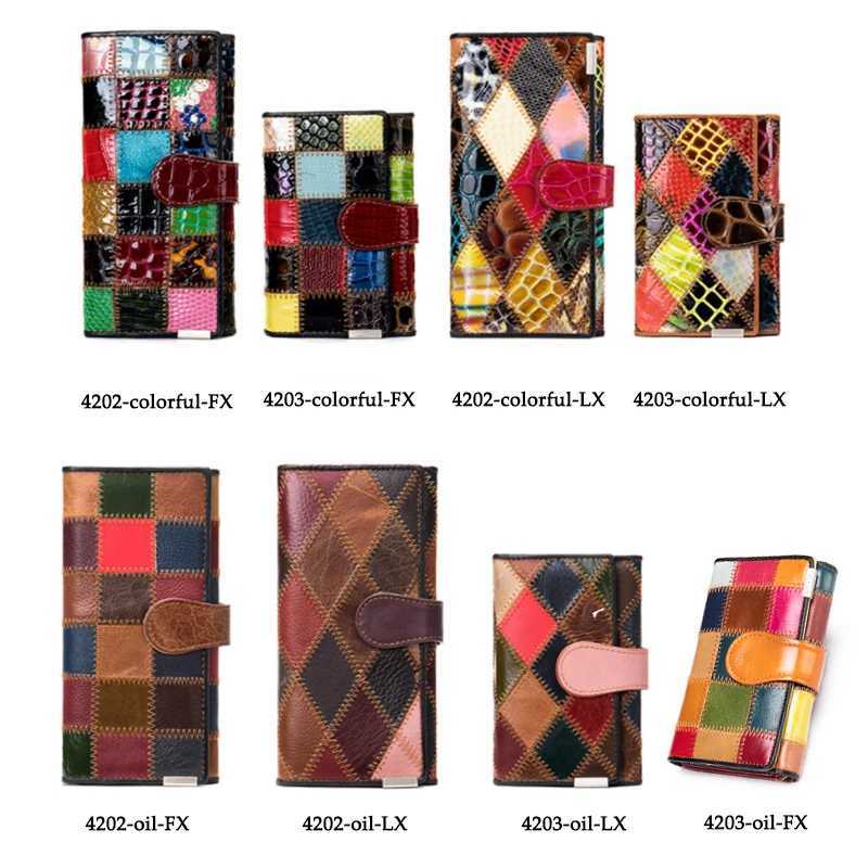 Westal Clutch Bag Women Leather Patchwork Squares Random Color Wallets Vintage Coin Wallet Female Purses Cards Wallets For Women Z250621