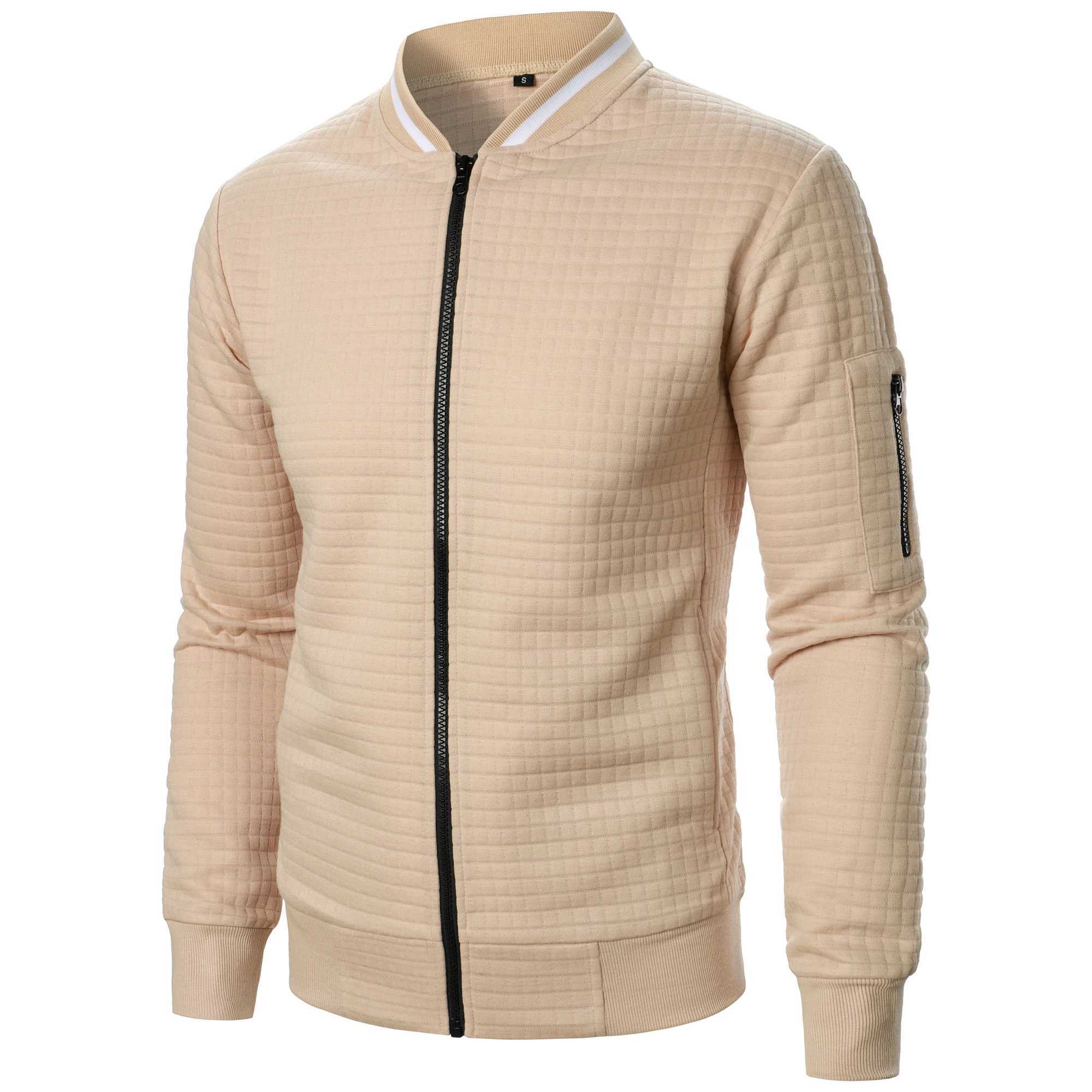 Mens New Zipper Stand Collar Hoodie Coat Mens Casual Plaid Cardigan Hoodie Z250621
