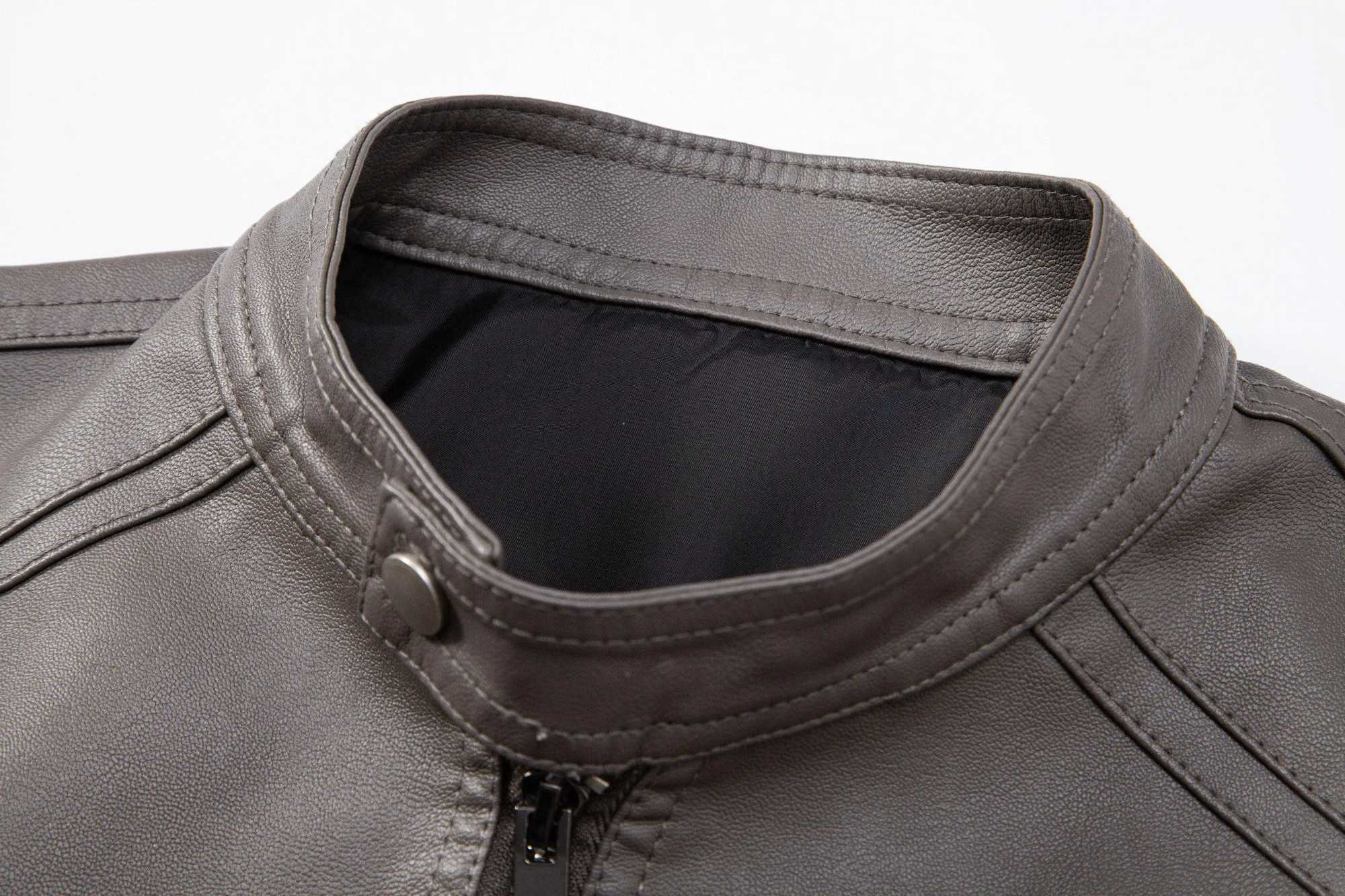 TRAF New Arrival Mens Korean Style Slim Fit Leisure Jacket Solid Color Motorcycle PU Leather Coat For Casual WearXJ250621