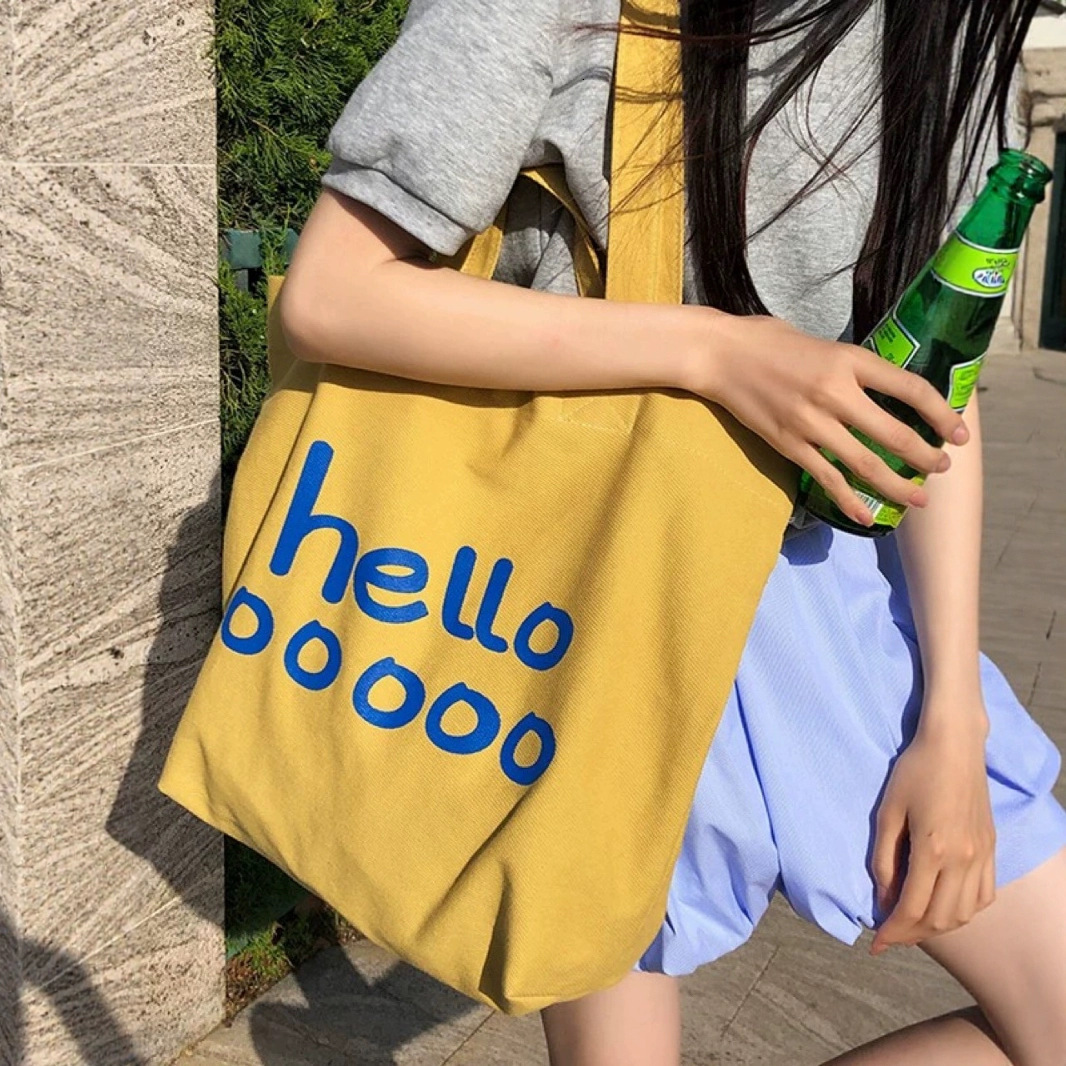Free shipping designer Korean New Canvas Bag Large Capacity Single Shoulder Letter Tote Bag Simple Casual Trendy Bag Student Shopping Bag Trendy